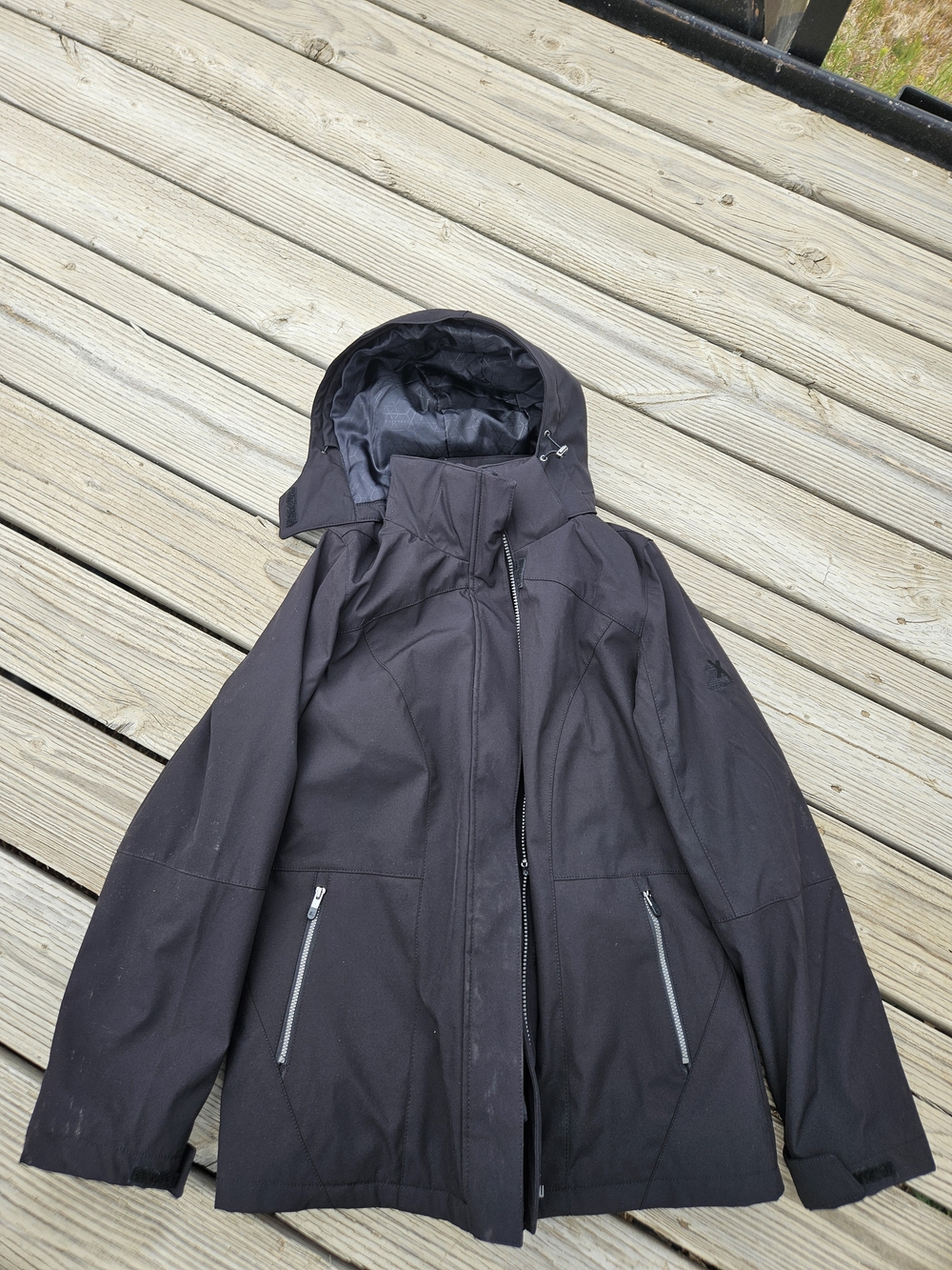 ZeroXposur Women's Black Hooded Raincoat Jacket